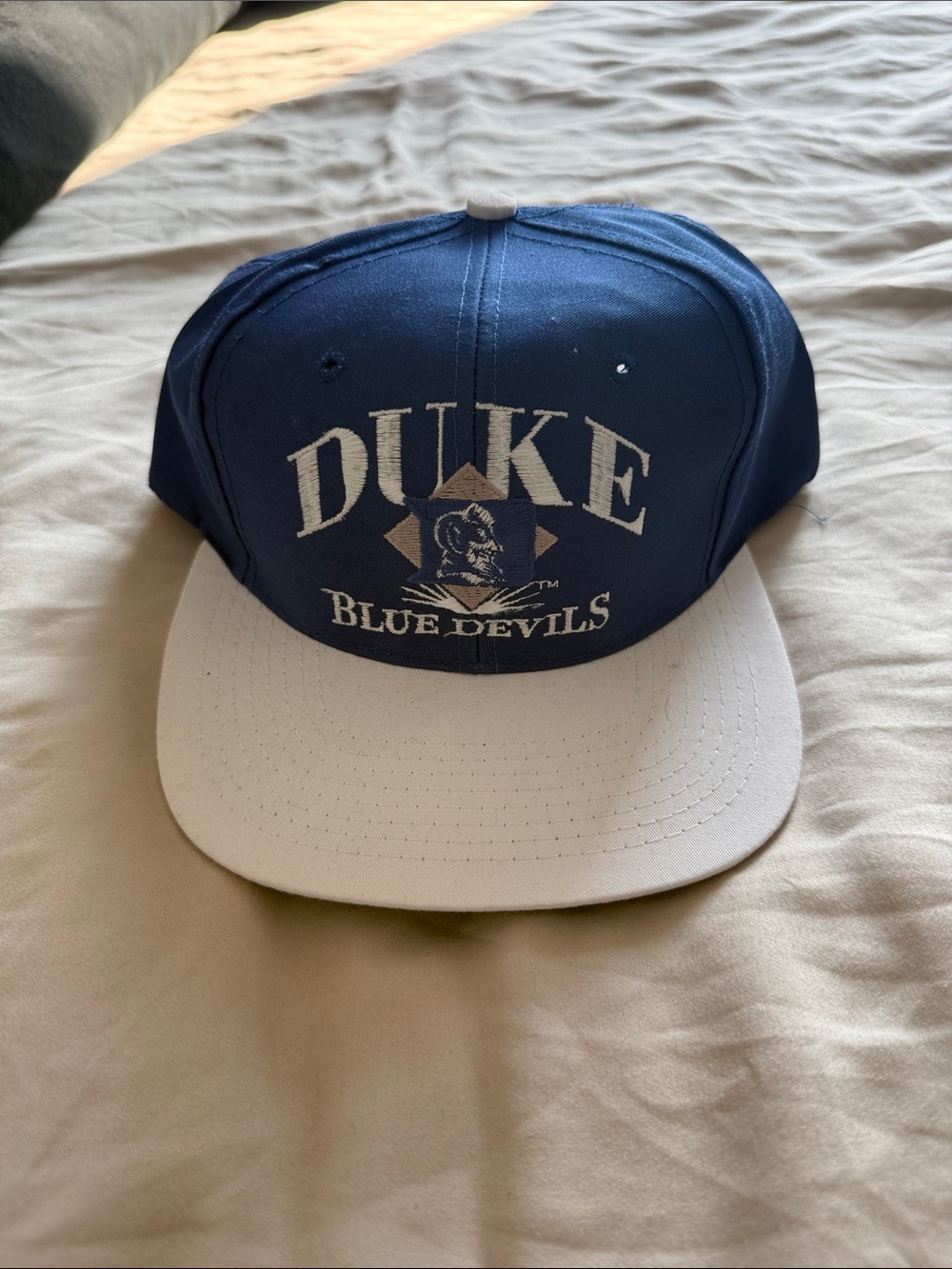 Duke Blue and White Snapback with Embroidered Logo